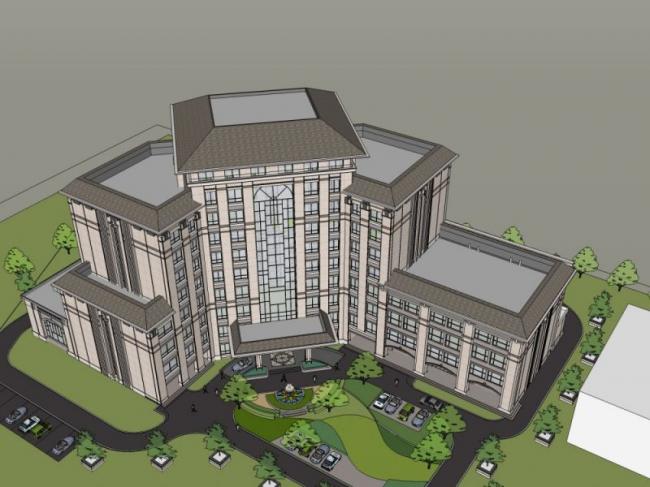 Sketchup酒店模型|多高层酒店，古典风格