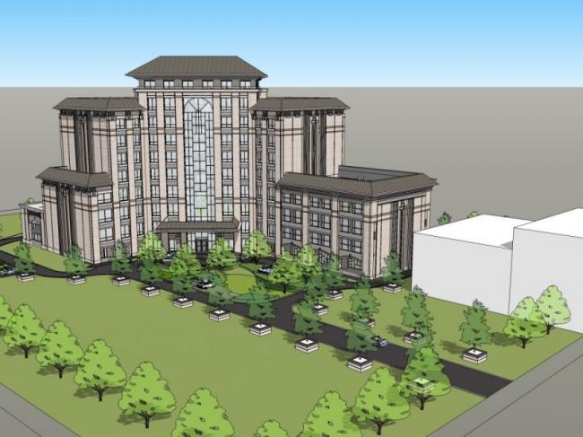 Sketchup酒店模型|多高层酒店，古典风格