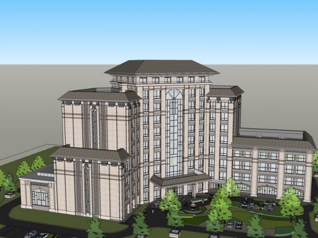 Sketchup酒店模型|多高层酒店，古典风格