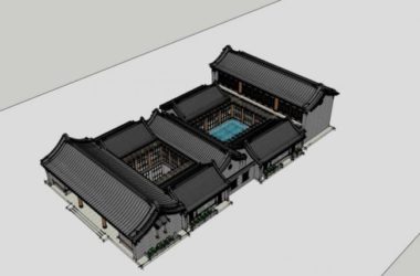 Sketchup住宅模型|四合院，中式风格-BIM建筑网