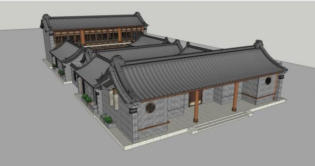 Sketchup住宅模型|四合院，中式风格