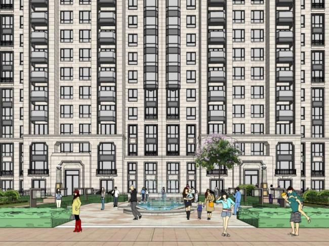 Sketchup住宅模型|高层住宅，古典风格