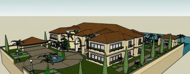 Sketchup酒店模型|花园酒店，古典风格