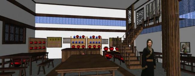 Sketchup商业模型|仿古客栈，中式风格