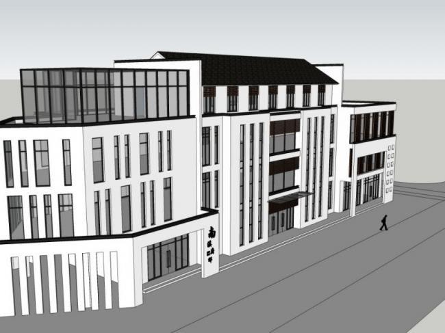 Sketchup商业模型|多层会所，现代中式风格