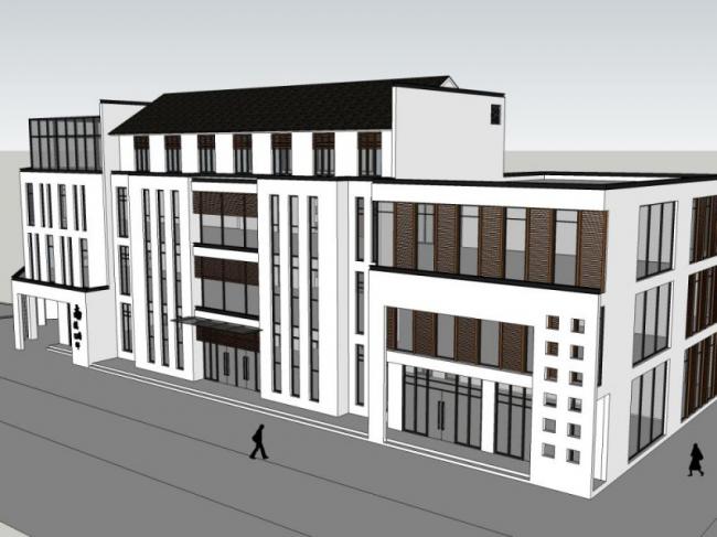 Sketchup商业模型|多层会所，现代中式风格