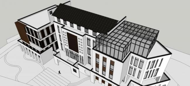 Sketchup商业模型|多层会所，现代中式风格