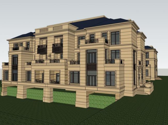 Sketchup住宅模型|多层住宅，古典风格