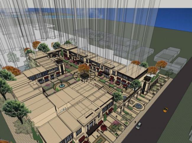 Sketchup商业模型|低层商业街，古典风格