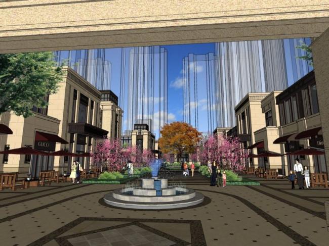 Sketchup商业模型|低层商业街，古典风格