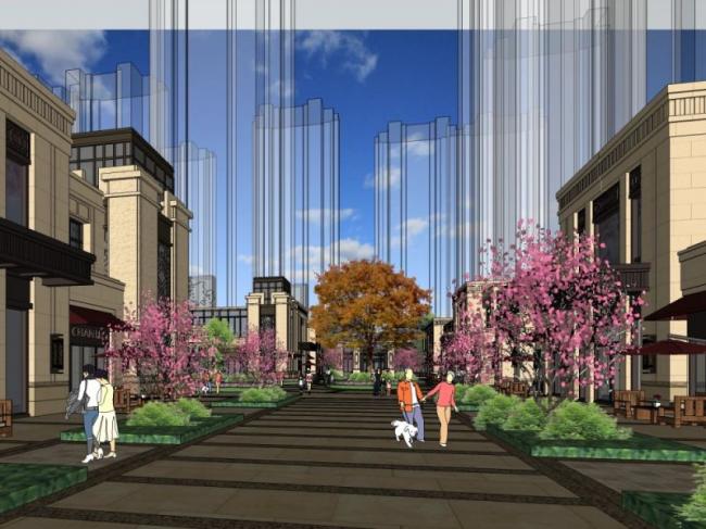 Sketchup商业模型|低层商业街，古典风格