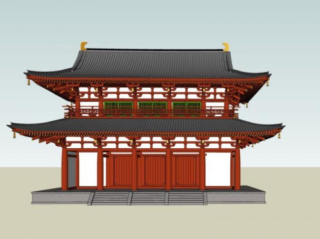 Sketchup古建筑模型|多层古建筑，中式风格