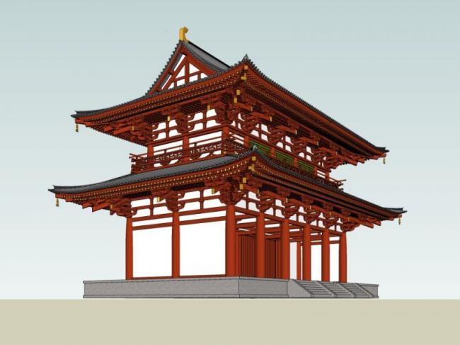 Sketchup古建筑模型|多层古建筑，中式风格