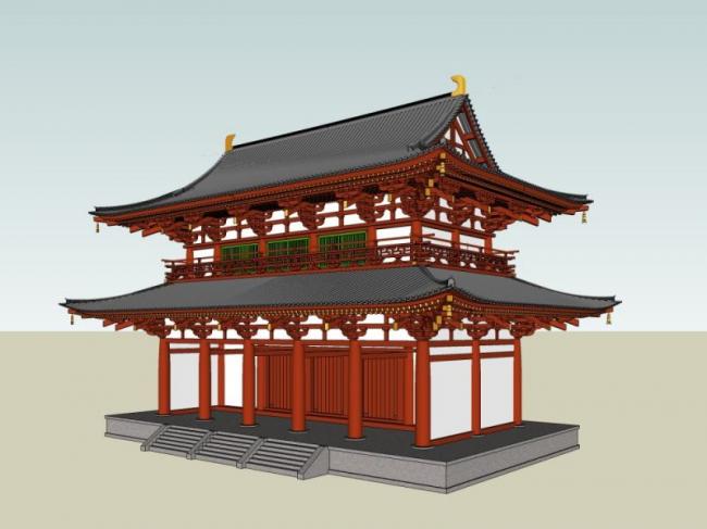 Sketchup古建筑模型|多层古建筑，中式风格