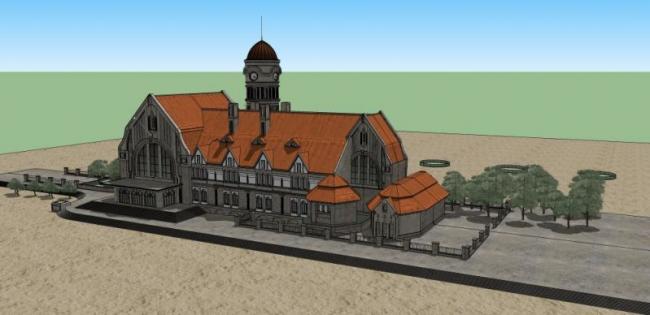 Sketchup文化模型|多层教堂，文化建筑，巴洛克风格，古典风格