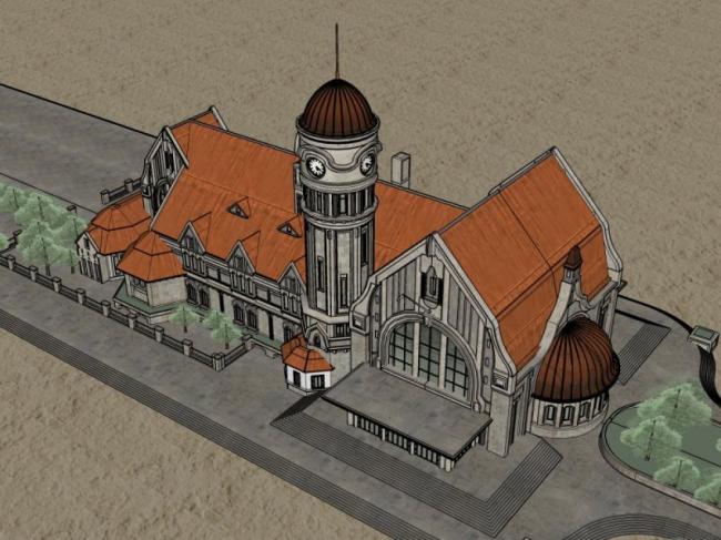 Sketchup文化模型|多层教堂，文化建筑，巴洛克风格，古典风格