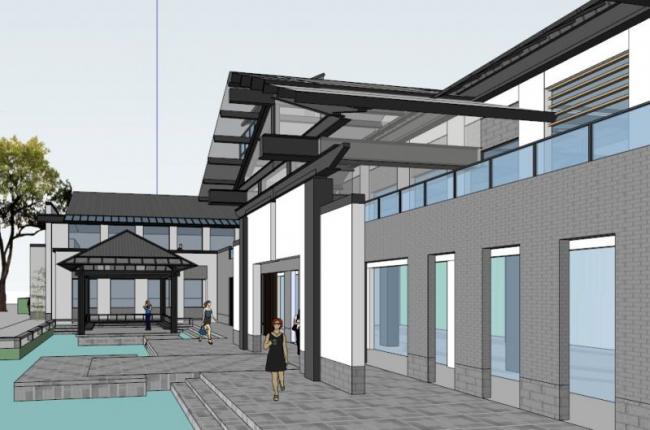 Sketchup商业模型|多层徽派会所，现代中式