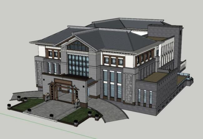 Sketchup酒店模型|多层酒店会所，中式风格