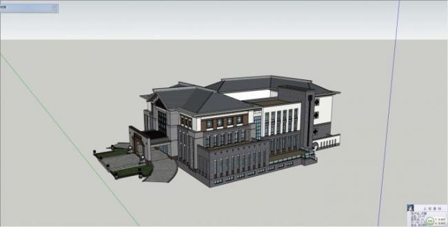 Sketchup酒店模型|多层酒店会所，中式风格