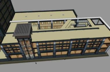 Sketchup办公模型|高层办公楼，底层商业，现代风格-BIM建筑网