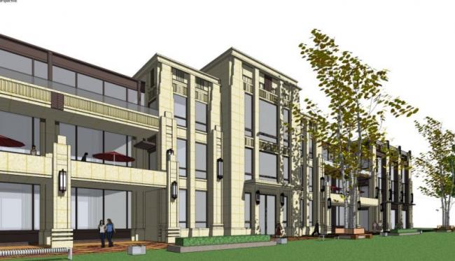 Sketchup商业模型|会所，沿街商业，现代风格