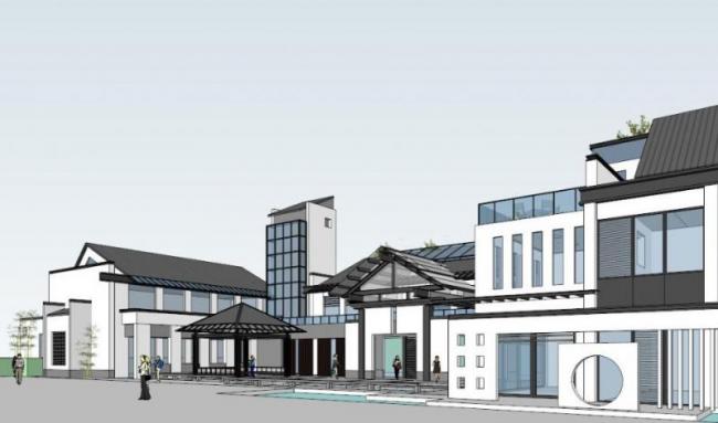 Sketchup文化模型|多层展览馆，文化建筑，中式风格