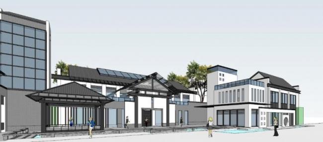 Sketchup文化模型|多层展览馆，文化建筑，中式风格