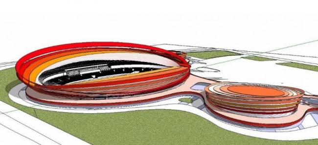 Sketchup体育馆模型|多层体育场，现代风格