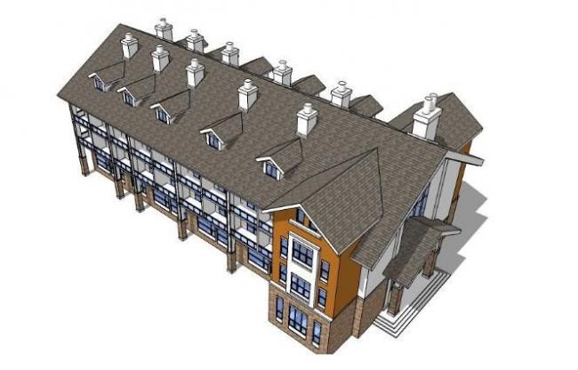 Sketchup学校模型|多层学校教学楼，校园教育建筑，古典风格