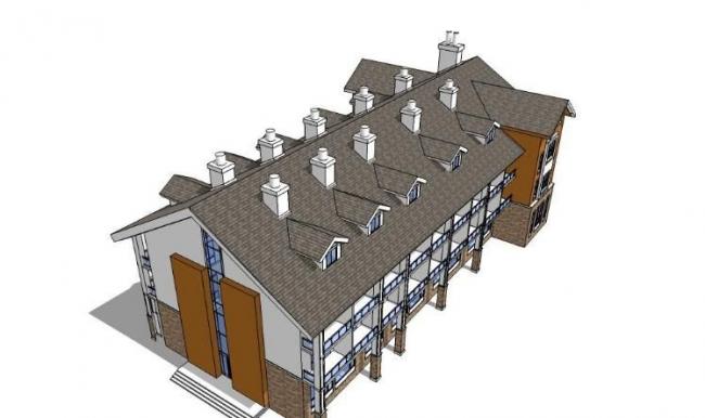 Sketchup学校模型|多层学校教学楼，校园教育建筑，古典风格