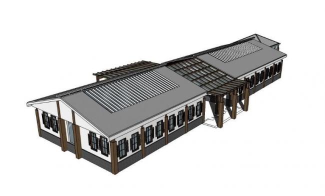 Sketchup体育馆模型|多层体育活动室，中式风格
