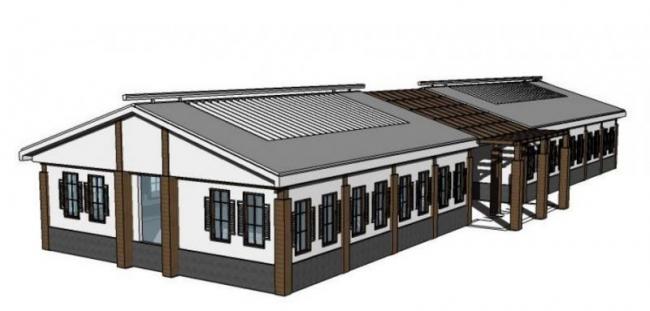 Sketchup体育馆模型|多层体育活动室，中式风格