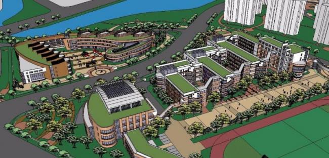 Sketchup学校模型|多层小学幼儿园，校园教育建筑，现代风格