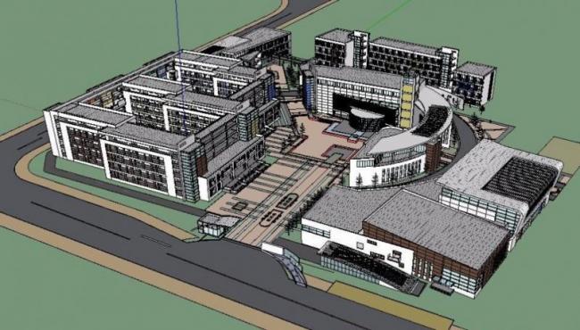 Sketchup学校模型|多层学校中学，校园教育建筑，现代风格