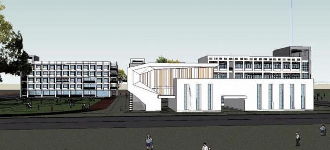 Sketchup学校模型|多层学校小学，校园教育建筑，现代风格