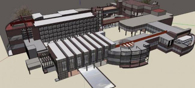 Sketchup文化模型|多层活动中心，文化建筑，现代风格
