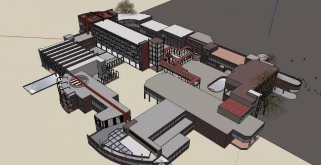 Sketchup文化模型|多层活动中心，文化建筑，现代风格