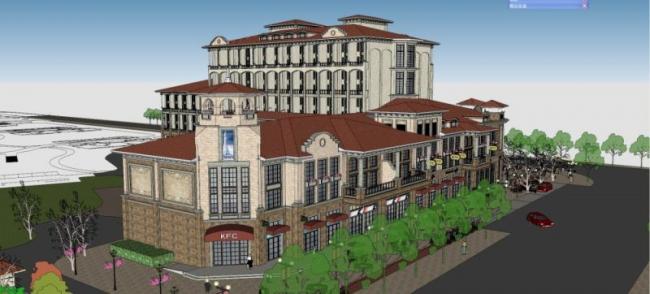 Sketchup商业模型|多层商业街，古典风格