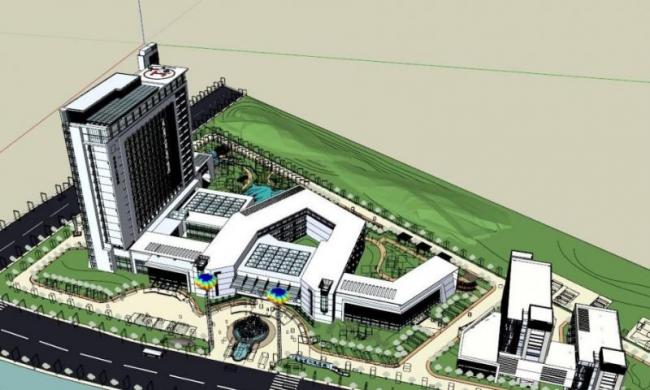 Sketchup医院模型|多高层医院，医疗建筑，现代风格