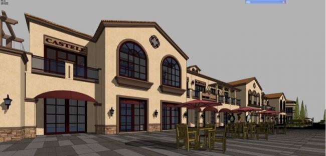 Sketchup商业模型|低层商业建筑，古典风格