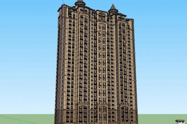 Sketchup住宅模型|双拼高层住宅，古典风格，托斯卡纳风格