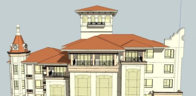 Sketchup住宅模型|超高层住宅，古典风格