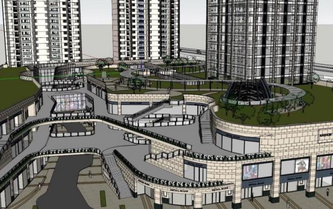 Sketchup住宅模型|高层住宅，底层商业，居住建筑，古典风格