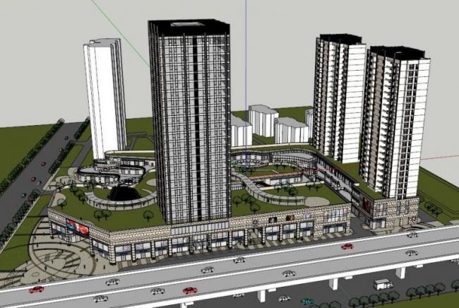 Sketchup住宅模型|高层住宅，底层商业，居住建筑，古典风格