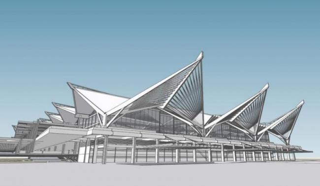 Sketchup车站路桥|杭州东火车站，低层，现代风格