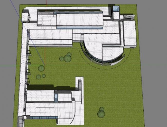 Sketchup住宅模型|Weishaupt Forum，白色派理查德·迈耶