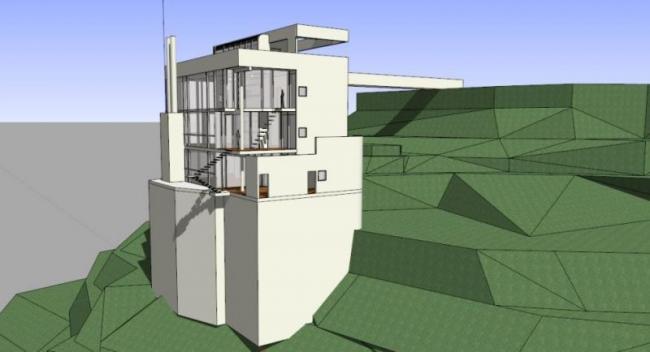 Sketchup住宅模型|道格拉斯住宅，白色派理查德·迈耶，现代风格