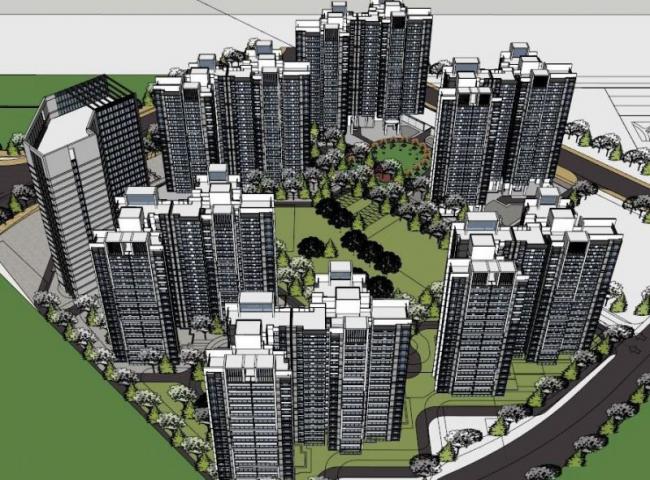Sketchup住宅模型|高层住宅小区，现代风格