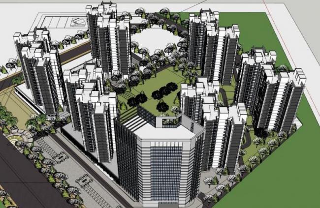 Sketchup住宅模型|高层住宅小区，现代风格
