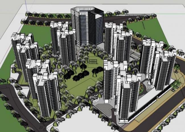 Sketchup住宅模型|高层住宅小区，现代风格